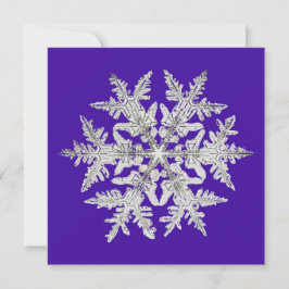 Silvery Geometric Snowflake på Bright Lila Julkort