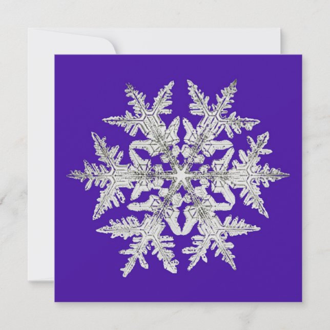 Silvery Geometric Snowflake på Bright Lila Julkort (Framsida)