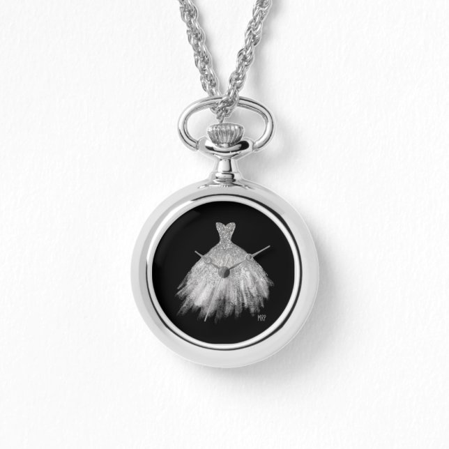 *~* Silvery Glittler Bröllop Dress Bröllop Gown Armbandsur (Framsida)