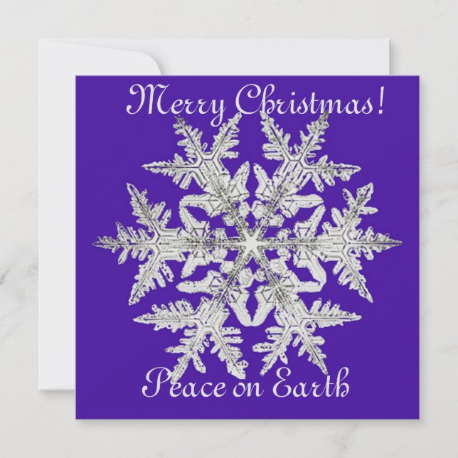 Silvery-julsnöflake på Bright Lila Julkort (Framsida)