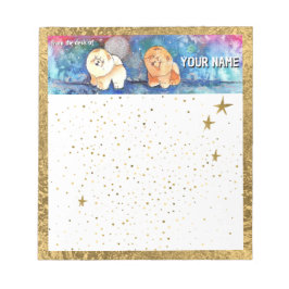 SILVERY MÅNE Chow hund, vattenfärg Anteckningsblock