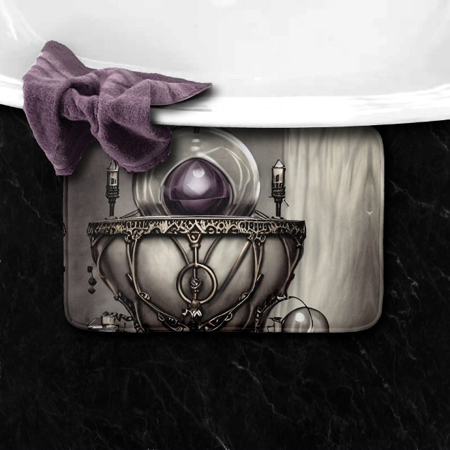 Silvery Ornate Cauldron med Lila Crystal Boll Badrumsmatta (Skapare uppladdad)