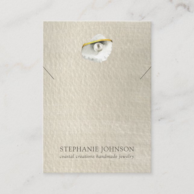 Silvery Pearl Seashell Necklace Visning Card Visitkort (Framsida)