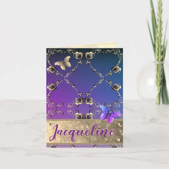 Silvery Ro w/Namn Hälsning Anteckningskort (Framsida)