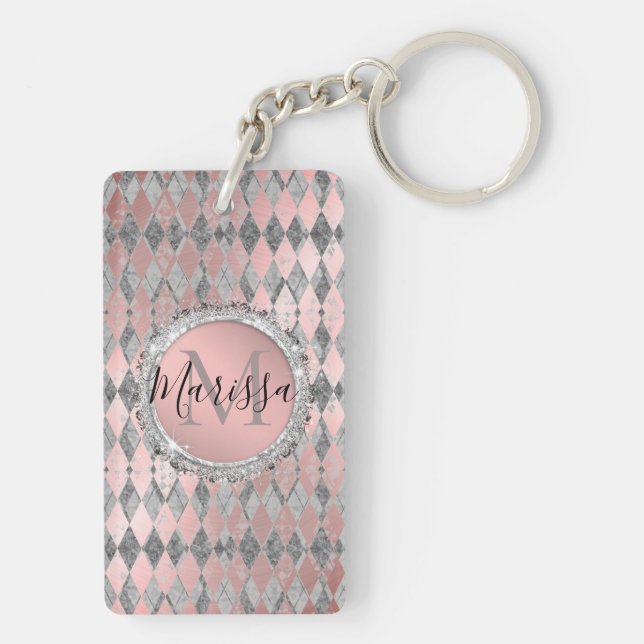 Silvery Rosa Glittery Harlequin Monogram (Baksidan)