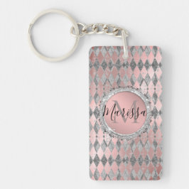 Silvery Rosa Glittery Harlequin Monogram