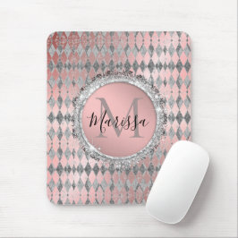 Silvery Rosa Glittery Harlequin Monogram Musmatta