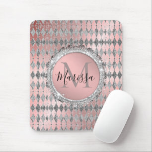 Silvery Rosa Glittery Harlequin Monogram Musmatta