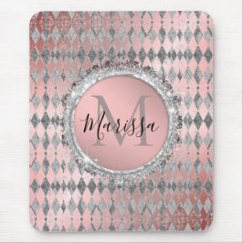 Silvery Rosa Glittery Harlequin Monogram Musmatta
