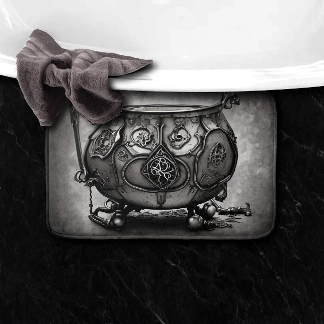 Silvery Steampunk Cauldron med Ornate Magic Sigil Badrumsmatta (Skapare uppladdad)
