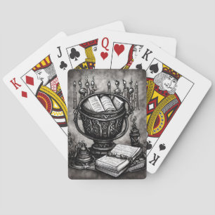 Silvery Steampunk Cauldron Spellbooks and Potions Casinokort