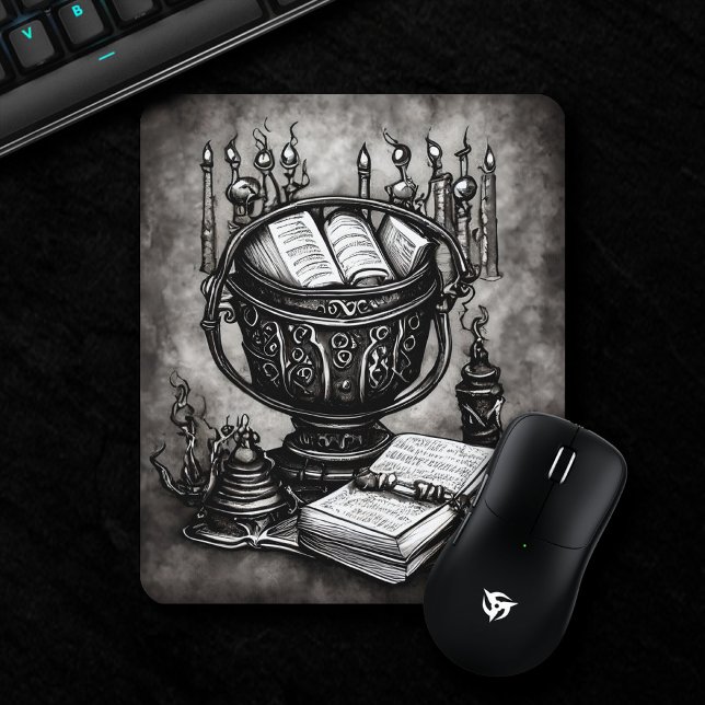Silvery Steampunk Cauldron Spellbooks and Potions Musmatta (Skapare uppladdad)