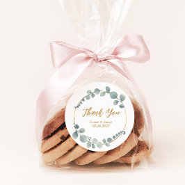 Silvery Watercolor Eucalyptus Bröllop Sticker Runt Klistermärke