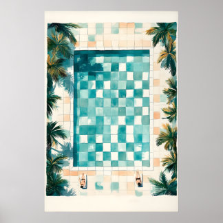 Simbassäng Art Print Strandhus Kust Poster