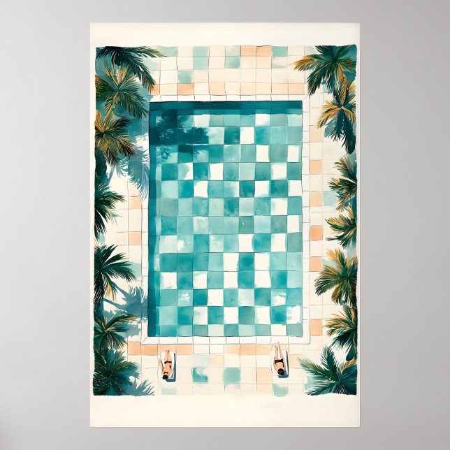Simbassäng Art Print Strandhus Kust Poster (Framsidan)