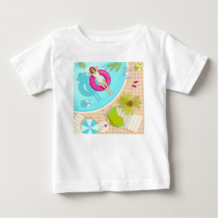 Simbassängfesttjej i bikinisommarstrand t shirt