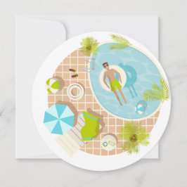 Simbassängmannen på tropisk sommarstrand semester inbjudningar