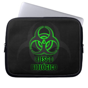 Símbolo Verde Brillante de Riesgo Biológico Laptop Fodral