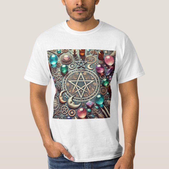 Símbolos de Brujería: Magia y Misterio  T Shirt (Framsida)