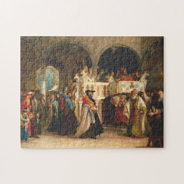 Simchat Torah vid den Solomon harten - Circa 1850 Pussel (Horisontell)