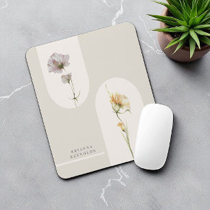 Simdern Modern Boho Wildblommor på Neutralt Beige Musmatta