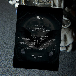 Simel Skull Fladdermus Victorian Gothic Bröllop ma Meny
