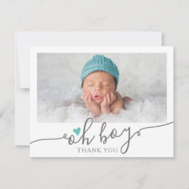 Simel Teal Heart Boy Baby Shower Photo Tack Kort