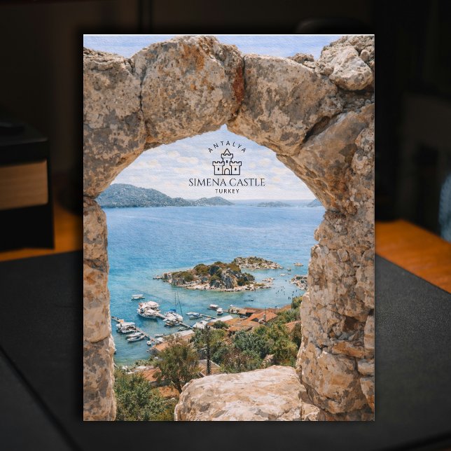 Simena slott, Antalya, Turkiet | Akvarell  Vykort (Simena Castle, Antalya, Turkey | Watercolor Postcard)