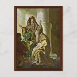 Simeon i templet. Av Rembrandt Van Rijn Vykort