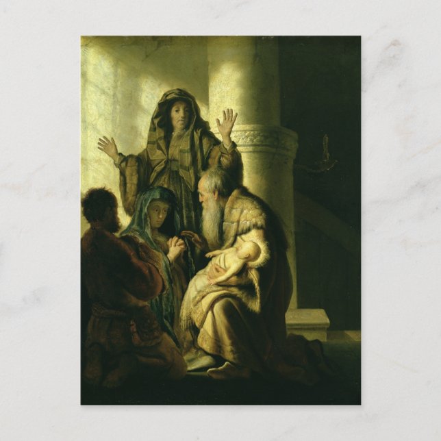 Simeon och Hannah i Temple, 1627 Vykort (Framsida)