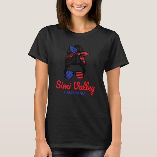 Simi Valley California Retro Messy Bun T Shirt (Framsida)