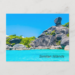 Similanöarna, Thailand Strand med klippor Vykort