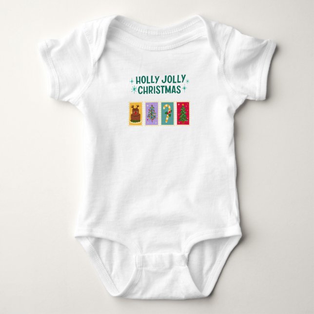 Simly Holly Jolly Helgdag jul Baby Shirt T Shirt (Framsida)