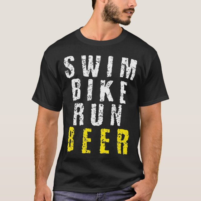 Simma Bike Springa Beer Funny Triathlon T Shirt (Framsida)