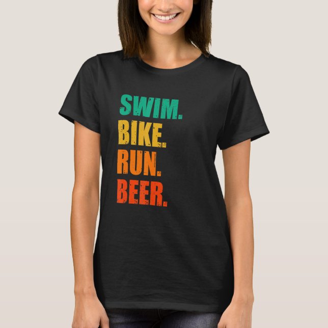 Simma Bike Springa Beer som kör provcykling Triath T Shirt (Framsida)