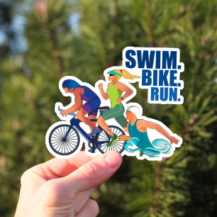 Simma Bike Springa - för Triathlon Idrottare Vinyl Klistermärken