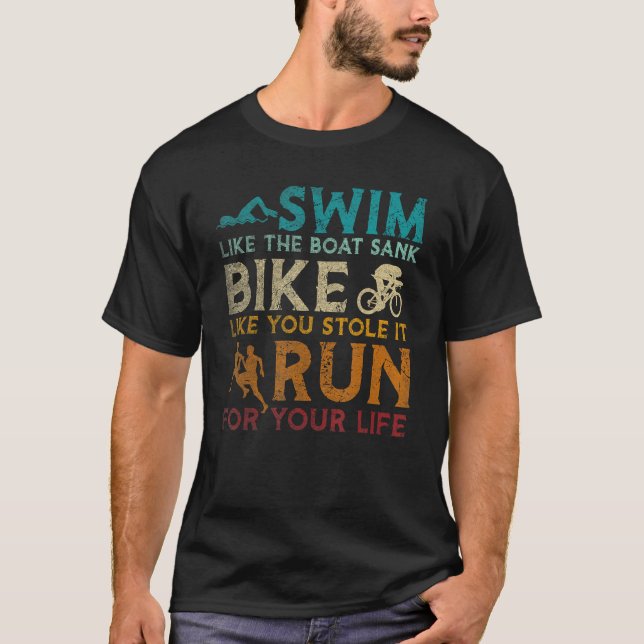 Simma Bike Springa Funny Triathlon T Shirt (Framsida)