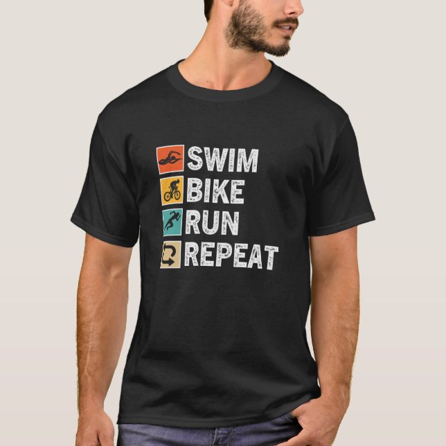 Simma Bike Springa Repeat Triathlon Triathlete Ath T Shirt (Framsida)