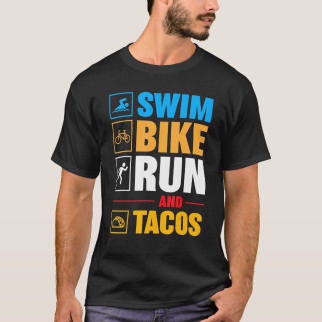 Simma Bike Springa & Tacos Fars dag T Shirt (Framsida)