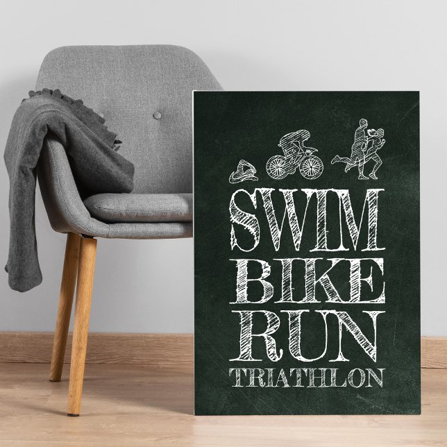 Simma Bike Springa Triathlon Chalk Poster (Skapare uppladdad)
