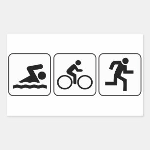 Simma, Bike, Springa - Triathlon Rektangulärt Klistermärke