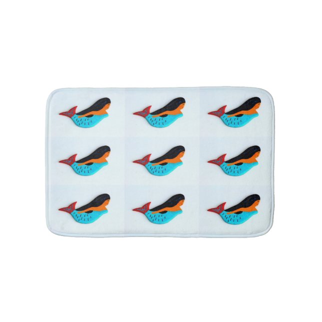 simma blå sjöjungfruar mönster badrumsmatta (Framsidan)