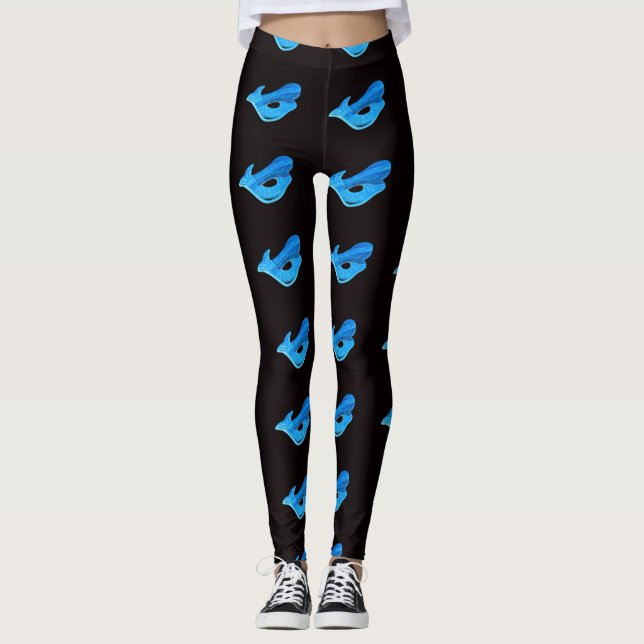 simma blå sjöjungfruar svart leggings (Framsida)