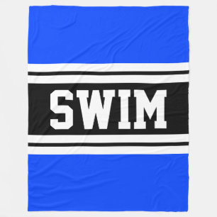 SIMMA Bold Blue Black White Athletic Tävla Rand Fleecefilt