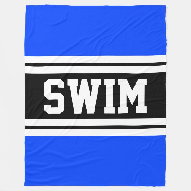 SIMMA Bold Blue Black White Athletic Tävla Rand Fleecefilt (Framsidan)