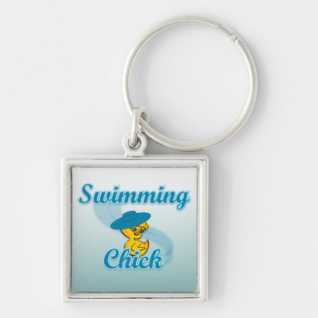 Simma Chick nr 3 Fyrkantig Silverfärgad Nyckelring (Framsidan)
