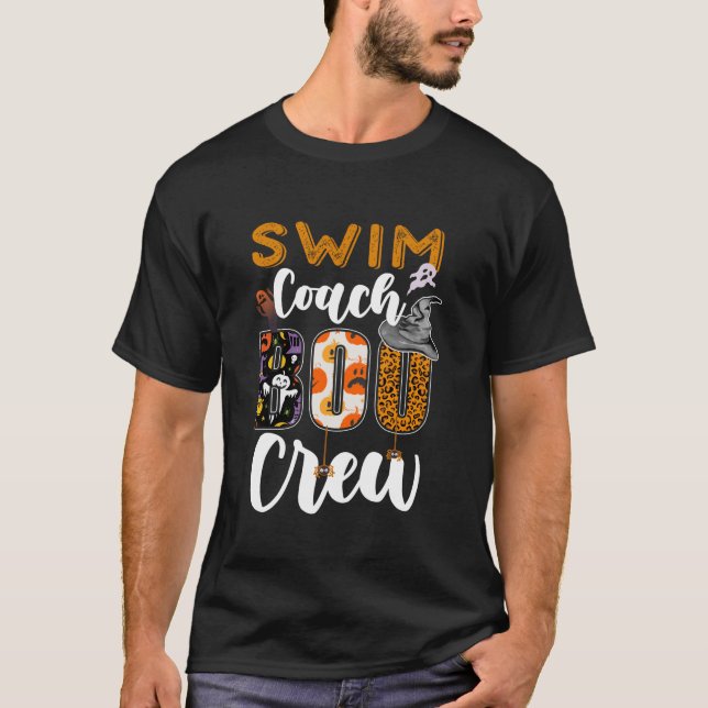 Simma Coach Boo Crew Ghost Funny Swimmer Halloween T Shirt (Framsida)