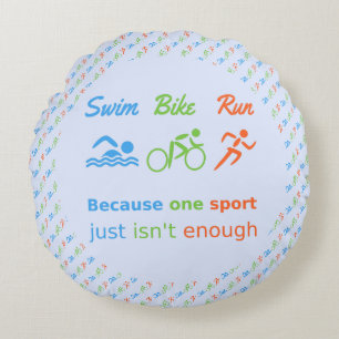 Simma cykel springa-paternerad triathlon rund kudde