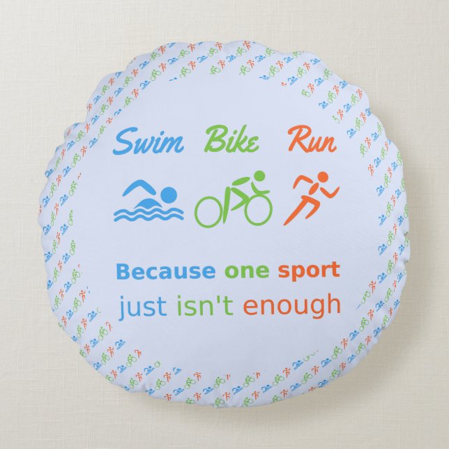 Simma cykel springa-paternerad triathlon rund kudde (Framsidan)