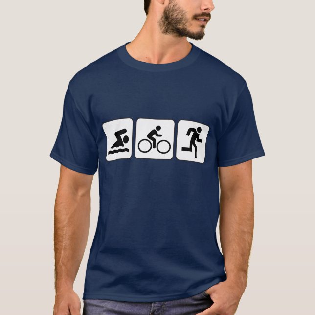 Simma cykel, springa - Triathlon T Shirt (Framsida)